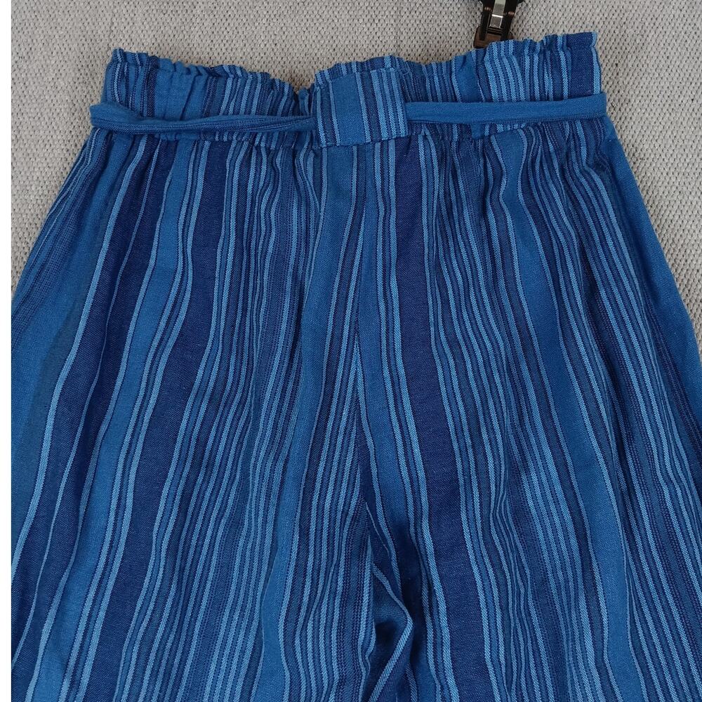 Indigo Rein Linen Blend‎ Pants Women's Large 32X28 Blue Striped Wide Leg Beach - Picture 9 of 14